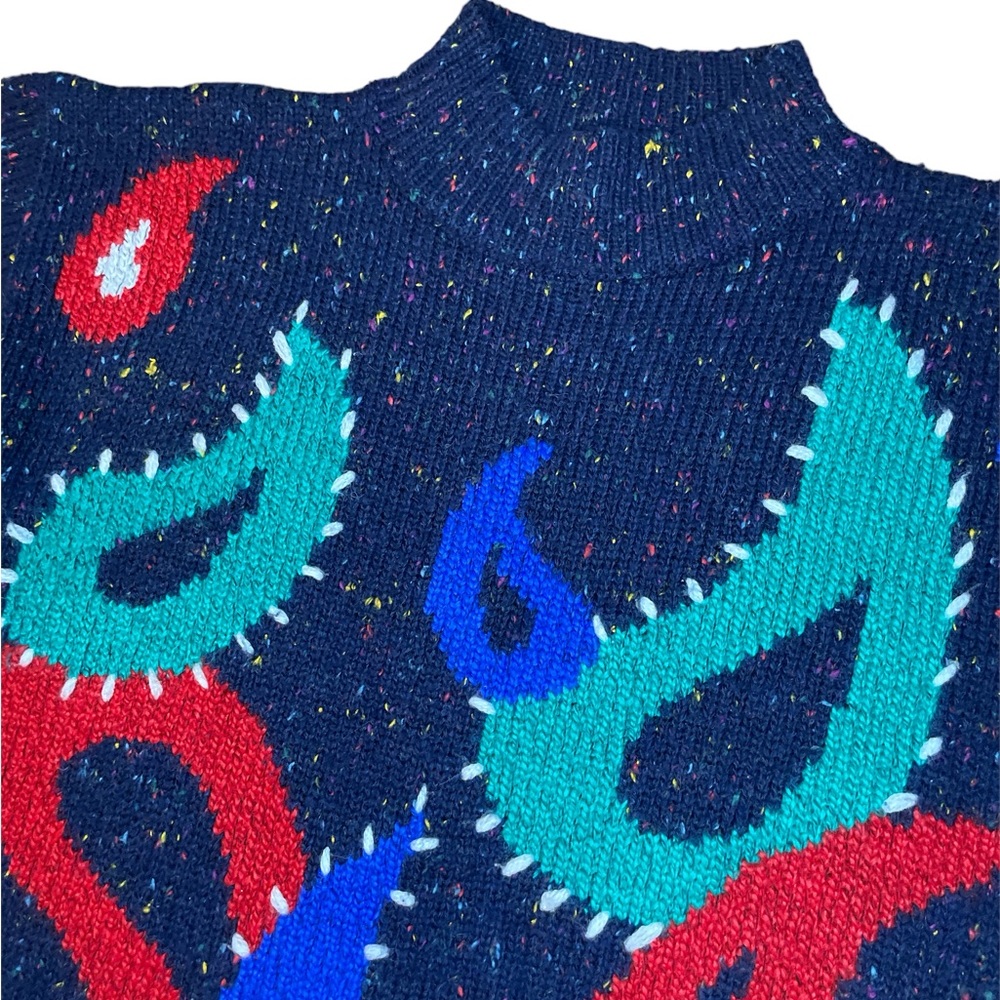 Vintage T.Q. Women’s Sweater Size Medium‎ Confetti/Paisley Design 80’s Style - Picture 2 of 7